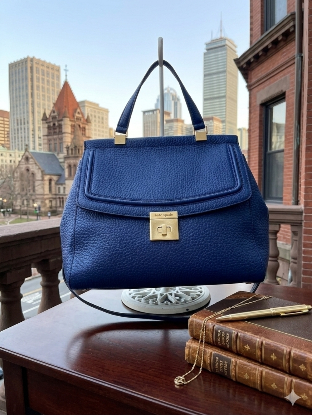 Kate Spade Tallulah Everett Way Leather Shoulder Handbag, Indigo Blue Womens OS